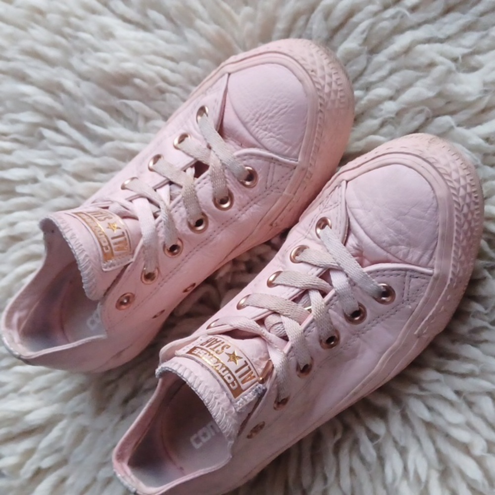 Converse Pink Low-Top Sneakers with Rose Gold Eyelets